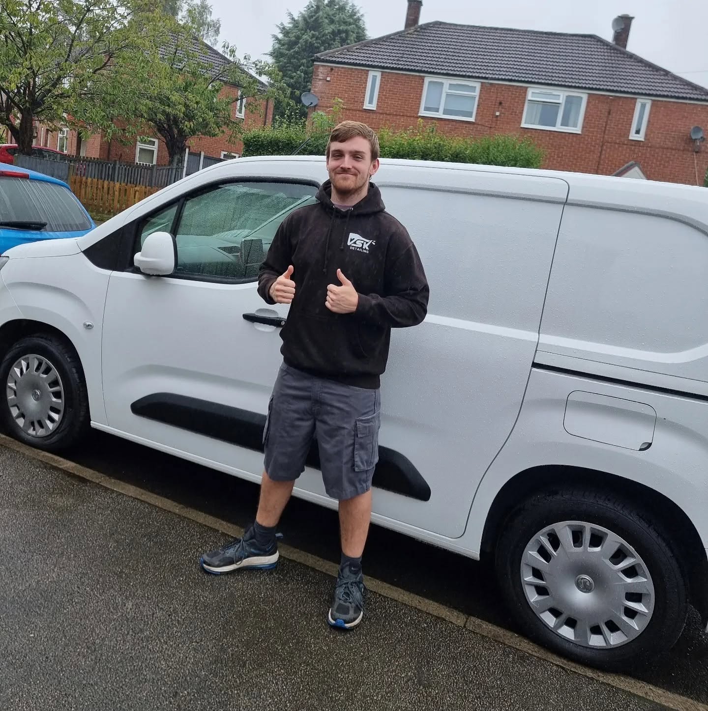 Shaun of SK Detailing with the branded mobile valeting van in Leeds